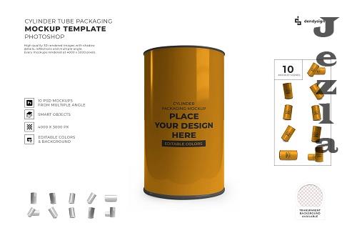 Cylinder Tube Packaging Mockup Template Set - 2074719
