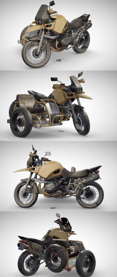 Motorcycle With Sidecar 3D Model