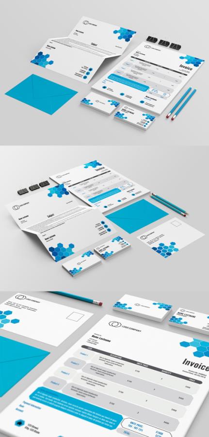 Stationery Layout Set with Hexagonal Design 207333342