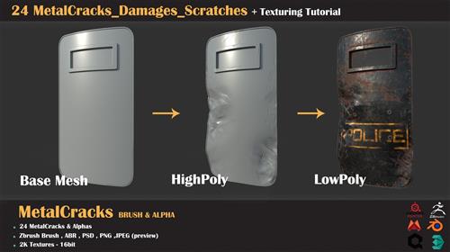 ArtStation – 24 MetalCracks Damages Scratches + Texturing Tutorial