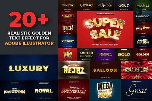 Realistic Golden Text Effect Bundle - 26 Premium Graphics