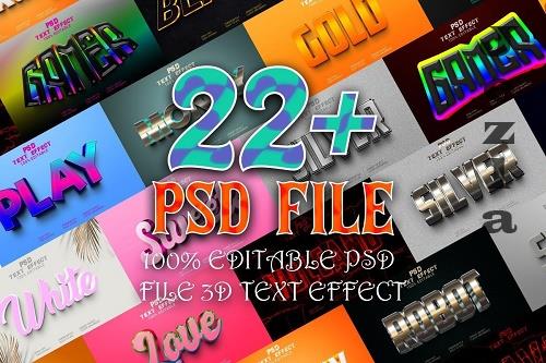 3D Text Effect Style PSD Bundle - 22 Premium Graphics