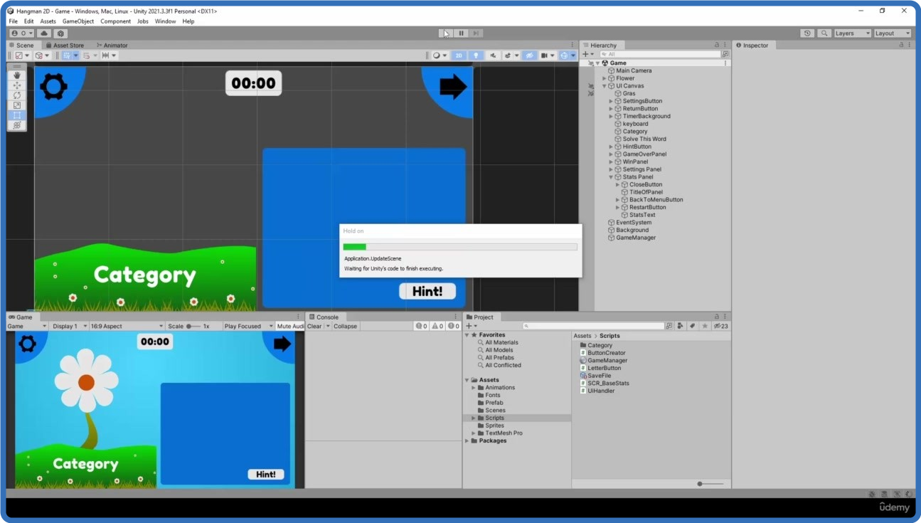 Udemy Unity Game Tutorial Hangman Word Guessing Game