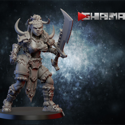 Orc female 3 supporters ready 3D Print