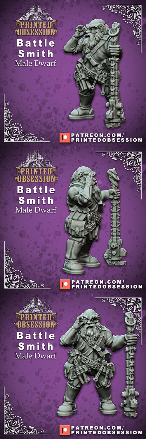 Battle Smith - Male Dwarf b3D Print