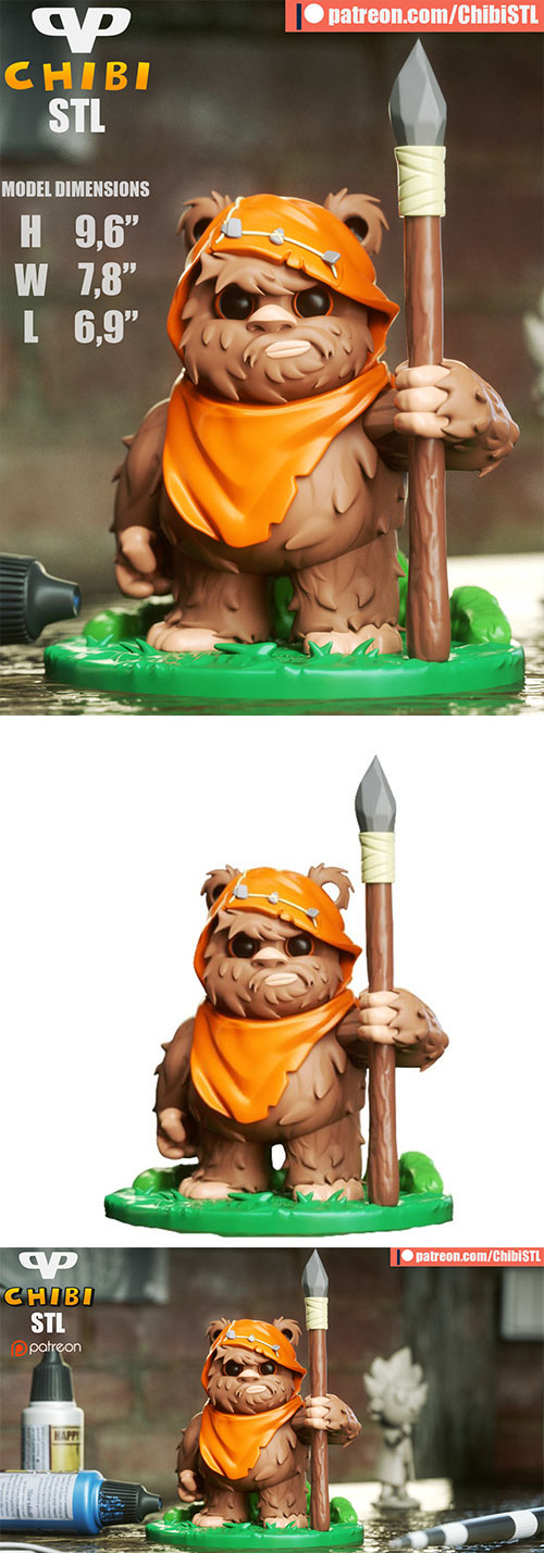 Ewok Chibi 3D Print