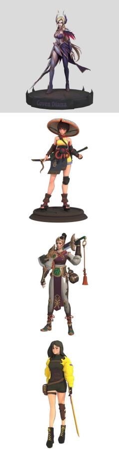 Tibet dragon and Radia and Coven Diana fanart and Kino the free soul 3D Print