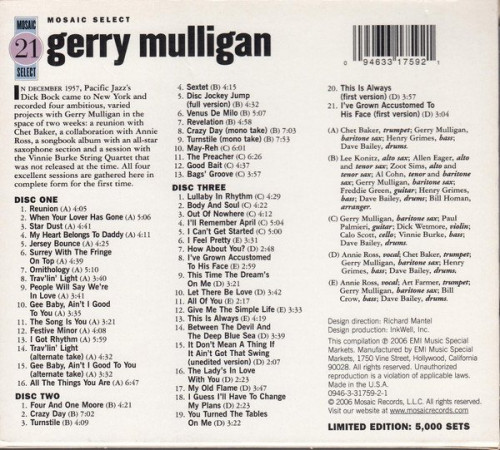 Gerry Mulligan - Mosaic Select 21 (1957-58)(2006) [3CD] Lossless