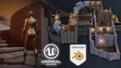 Skillshare - Blender 3 to Unreal Engine 5 Dungeon Modular Kitbash