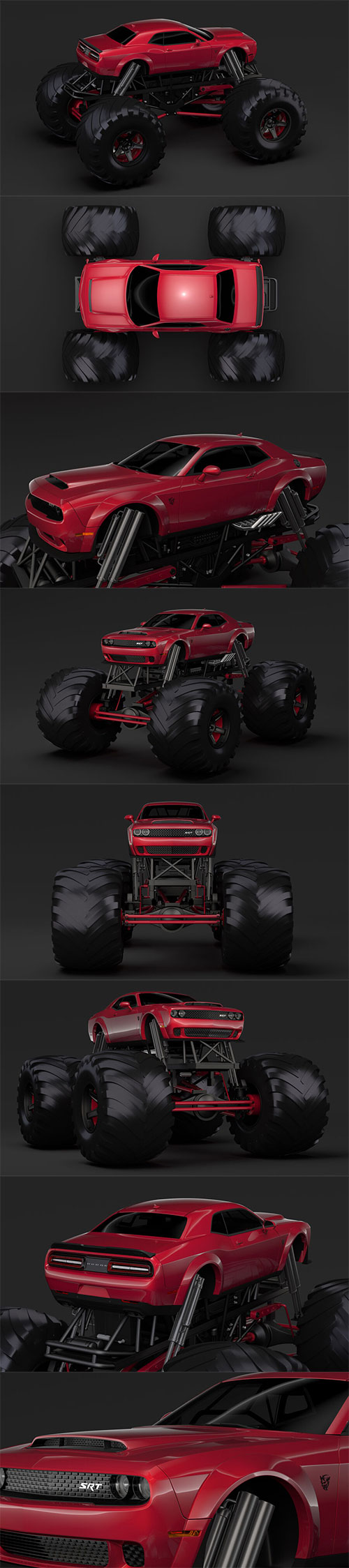 Monster Truck Dodge Challenger Demon 3D Model