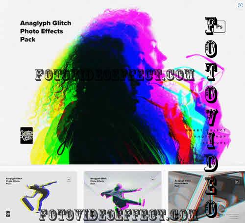 Anaglyph Glitch Photo Effects Pack - 7487134