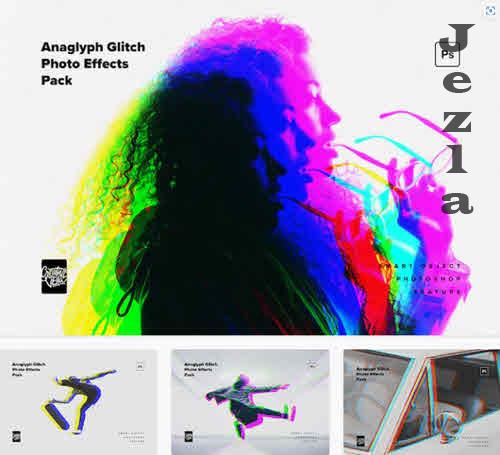 Anaglyph Glitch Photo Effects Pack - 7487134