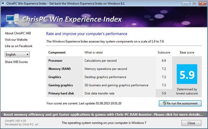 ChrisPC Win Experience Index 7.08.12