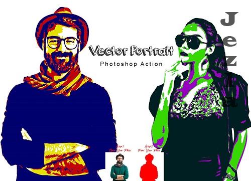 Vector Portrait Photoshop Action - 7505139