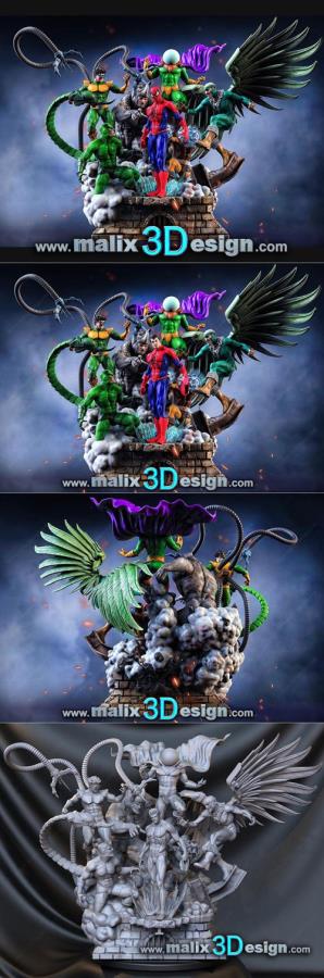 Sinister Six Spider-Man Diorama 3D Print