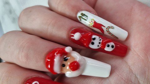 3D Acrylic Nails. Christmas