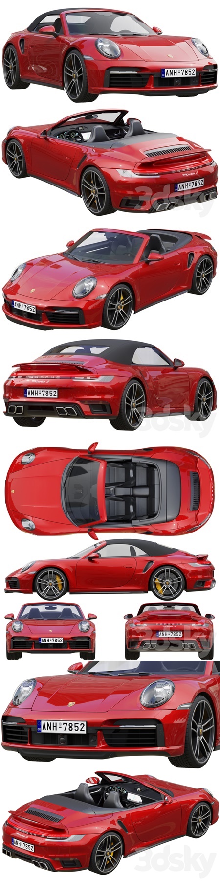 Porsche 911 Turbo S Cabriolet 2021 3D Model