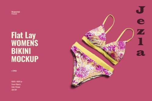 Flat Lay Womens Bikini Mockup - 7530489