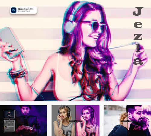 Neon Pixel Art Photo Effect - TCV36PS