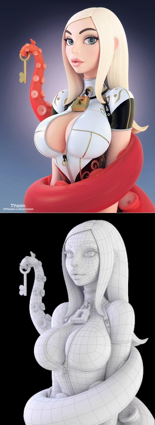 Daenerys - Girl and Octopus 3D Print