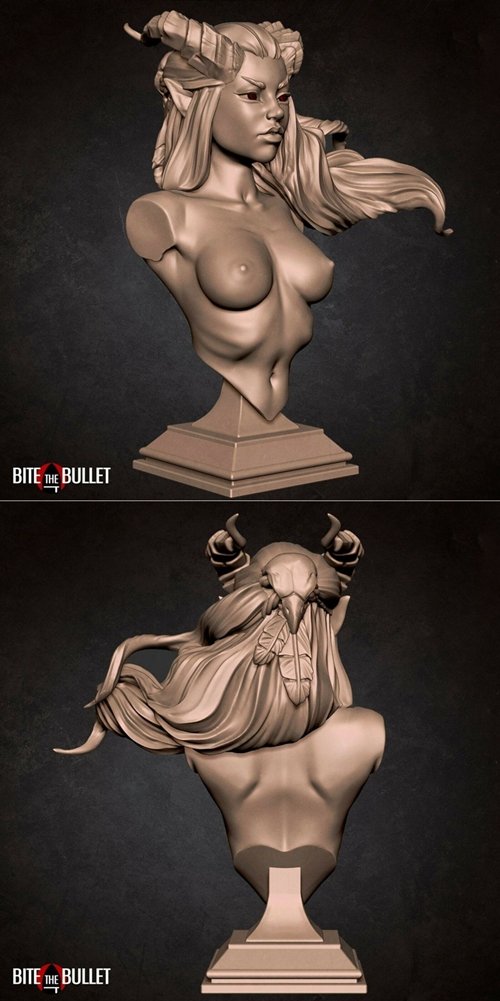 Lysera Anatomical Bust - Horned Woman 3D Print