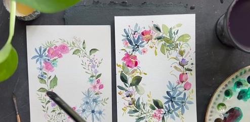 Loose Watercolor Floral Wreath for beginners + Critique