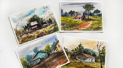 Village-Inspired Watercolor Landscapes | Four Painting Projects | Countryside Art
