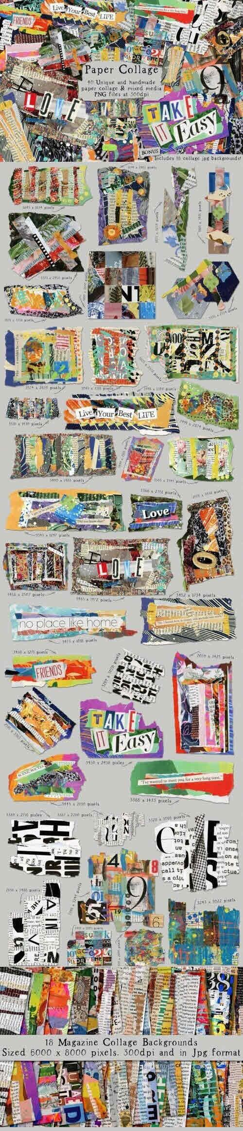 Paper Collage Graphics and Backgrounds