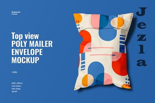 Top view Poly Mailer Envelope Mockup - 7797907