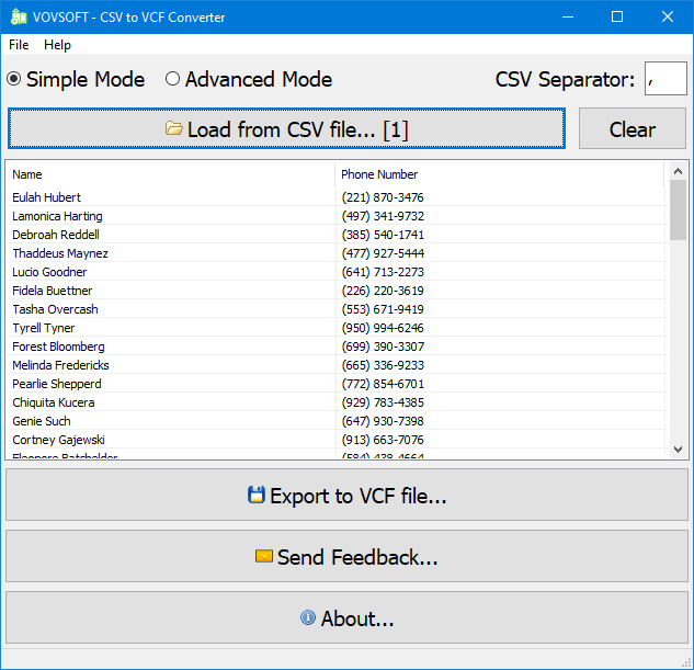 VovSoft CSV to VCF Converter 1.7 Bc7d38eec4c931efb9269432546f7baf