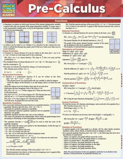 Pre Calculus : A QuickStudy Reference Guide