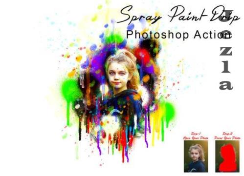 Spray Paint Drip Photoshop Action - 7802947