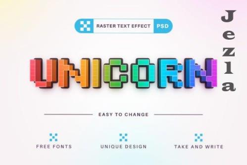Pixel Unicorn - Editable Text Effect - 7804264