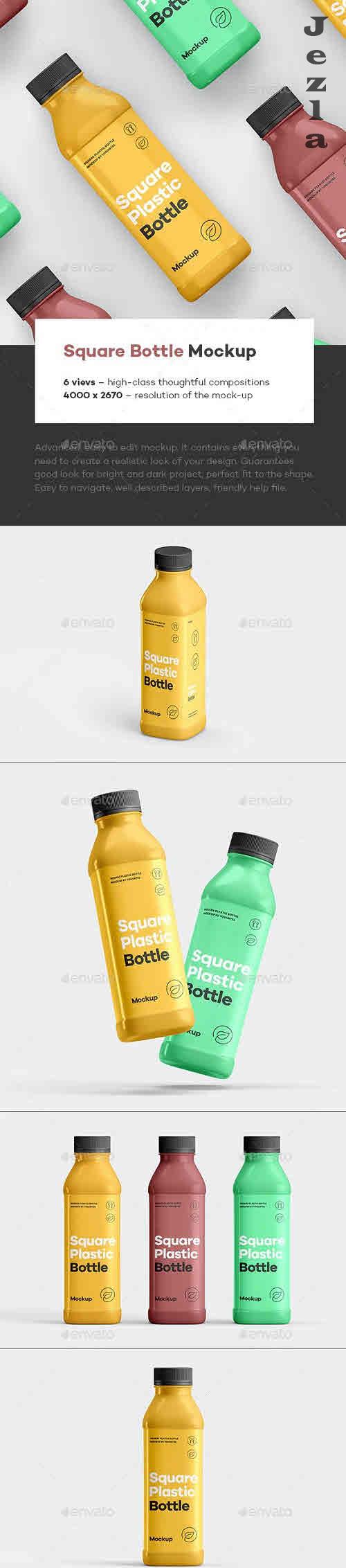 Square Plastic Bottle Mock-up - 39407359
