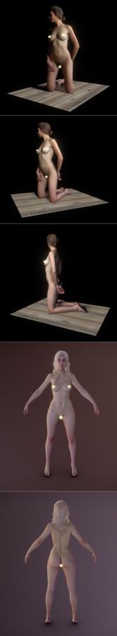 D Kneeling nude (NSFW) and Photorealistic Female Character 3D Print