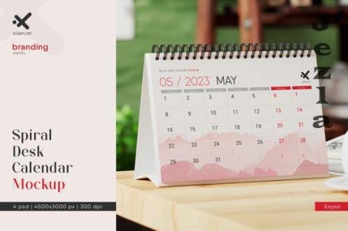 Spiral Desk Calendar Mockup - 2147584