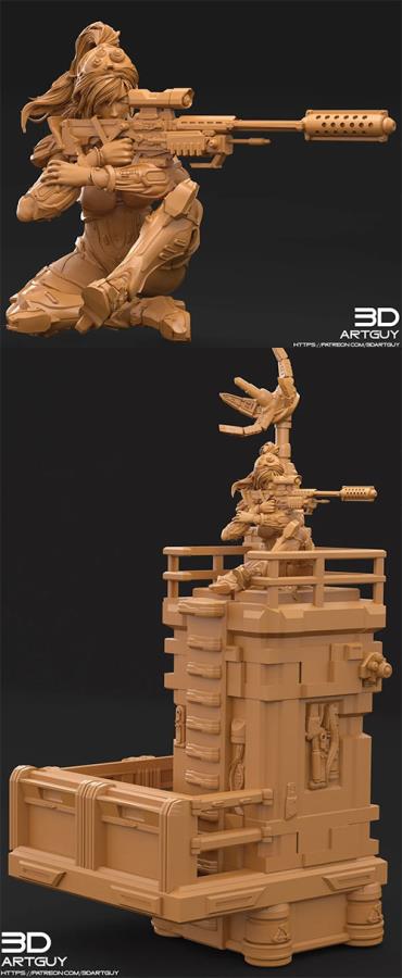 Sniper Pose Two 3D Print