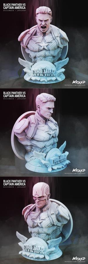 Wicked Captain America Bust 3D Print