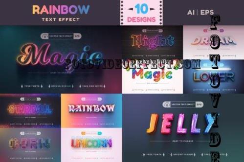 Set 10 Rainbow Editable Text Effects - 7820453