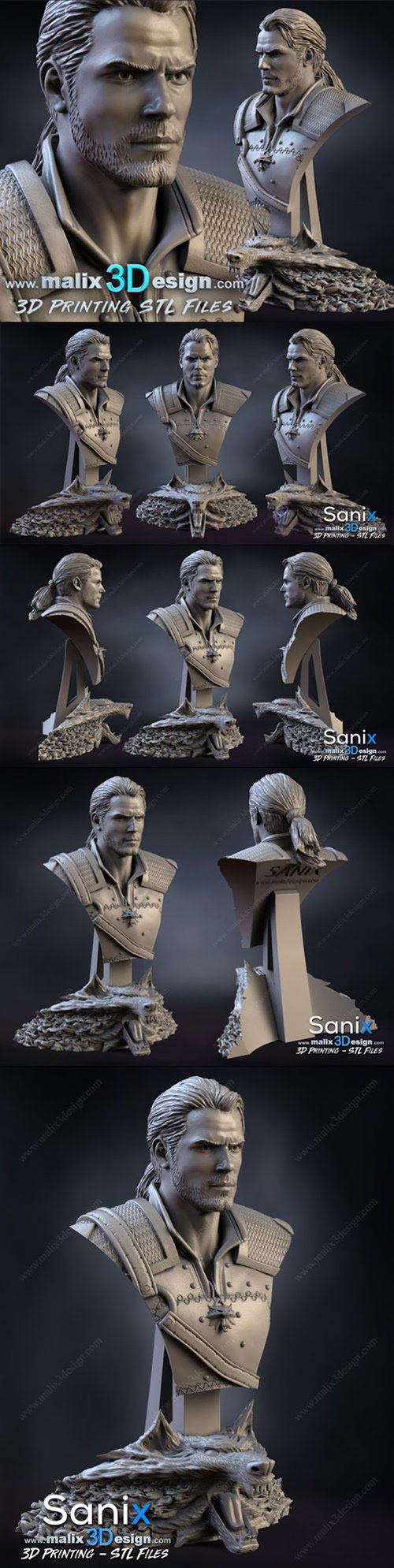 The Witcher Buste 3D Print