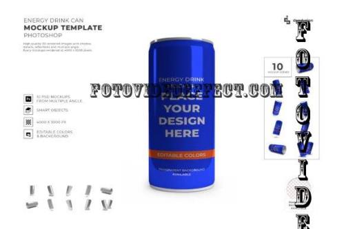 Energy Drink Can 3D Mockup Template Bundle - 2154961