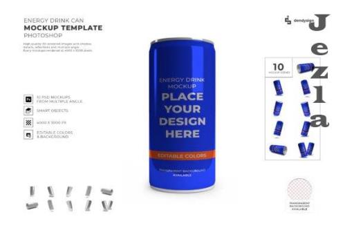 Energy Drink Can 3D Mockup Template Bundle - 2154961