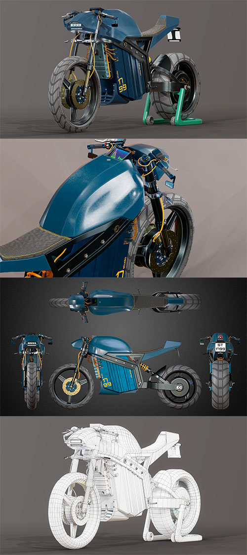 Electric Motorcycle 3D Model