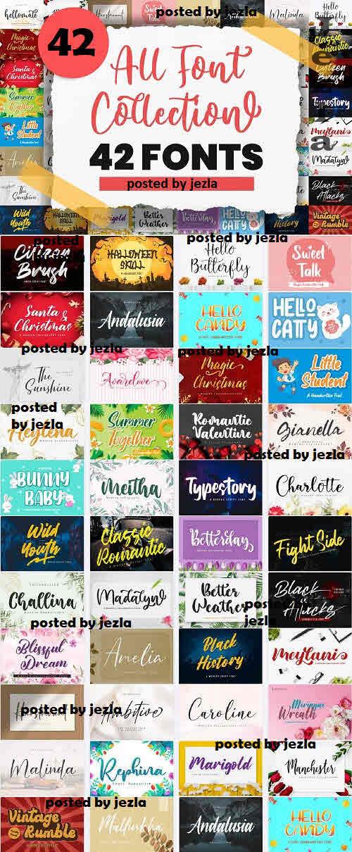 All Font Collection Bundle - 42 Premium Fonts All Font Collection Bundle - 42 Premium Fonts