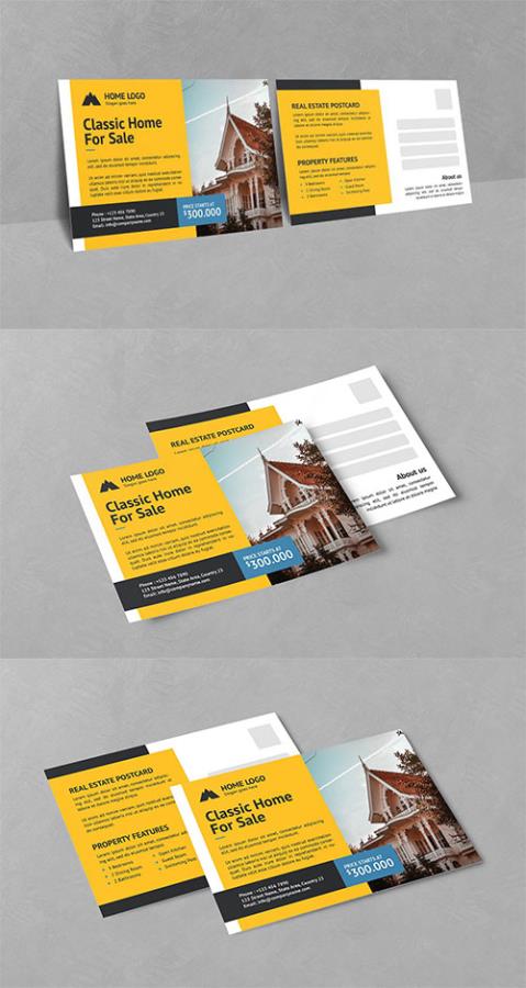 Creative Design Real Estate Postcard PSD Templates Psd