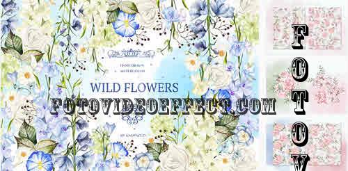 Hand Drawn Watercolor Wild Flowers - 6703494