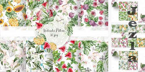 Watercolor Tropical Patterns - 6225515