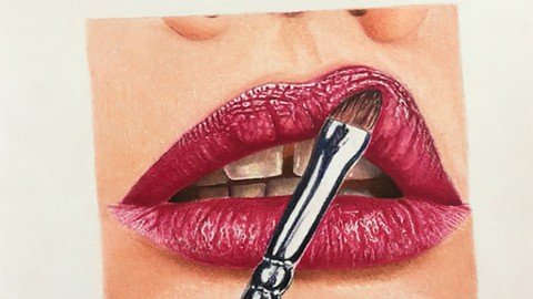 Realistic Colored Pencil Drawing Drawing Lips & Brush
