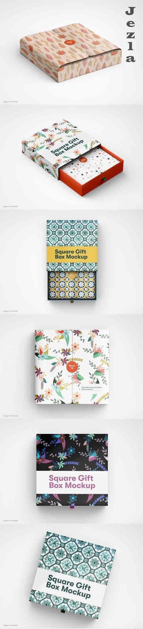 Square Gift Box Mockup