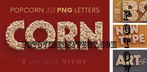 Popcorn - 3D Lettering - 7824345
